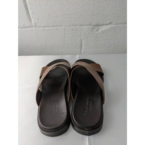 Cole Haan ZeroGrand Brown Leather Slip On Slides Sandals‎ Sz 9 M - Picture 3 of 8